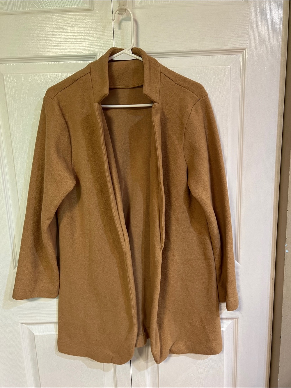 JustFab Camel Open-Front Trench Coat